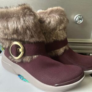 Bzees Burgundy Boots with Faux Fur